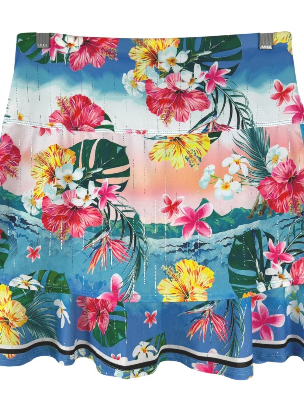 Lucky In Love Tennis Skort Skirt Small Hawaiian Floral Tiered Colorful SS-2389